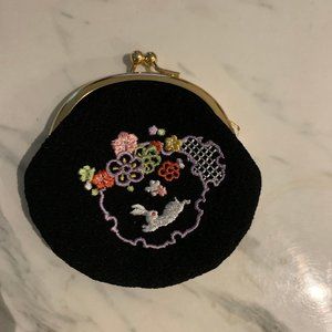 vintage rabbit embroidered coin purse